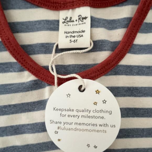 Lulu + Roo NWT 5/6 Yrs Blue and White Stripe Knot Girls Tank - Picture 2 of 5